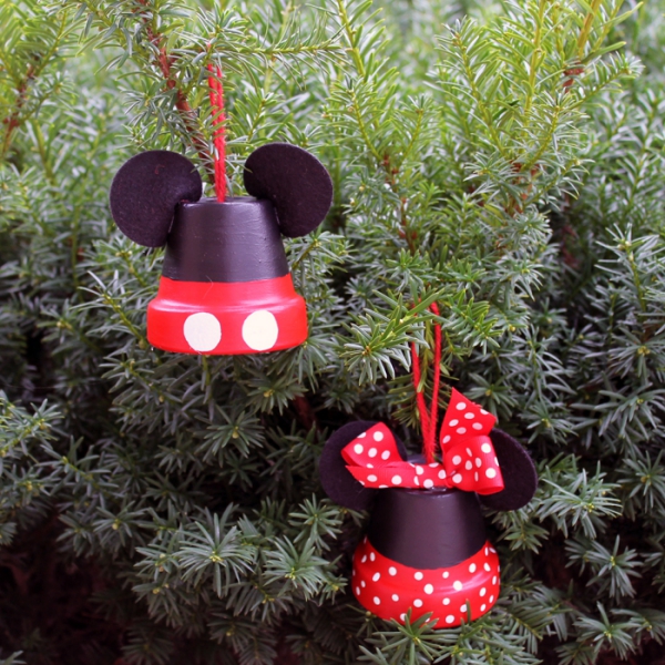 Basteln mit Tontöpfen – 40 kreative Ideen und kinderleichte Anleitung mickey mouse minney mouse weihnachten deko