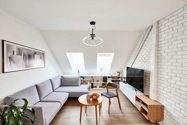 Dachgeschosswohnung einrichten – Kleine Mansarden optimal nutzen modernes wohnzimmer minimal schön