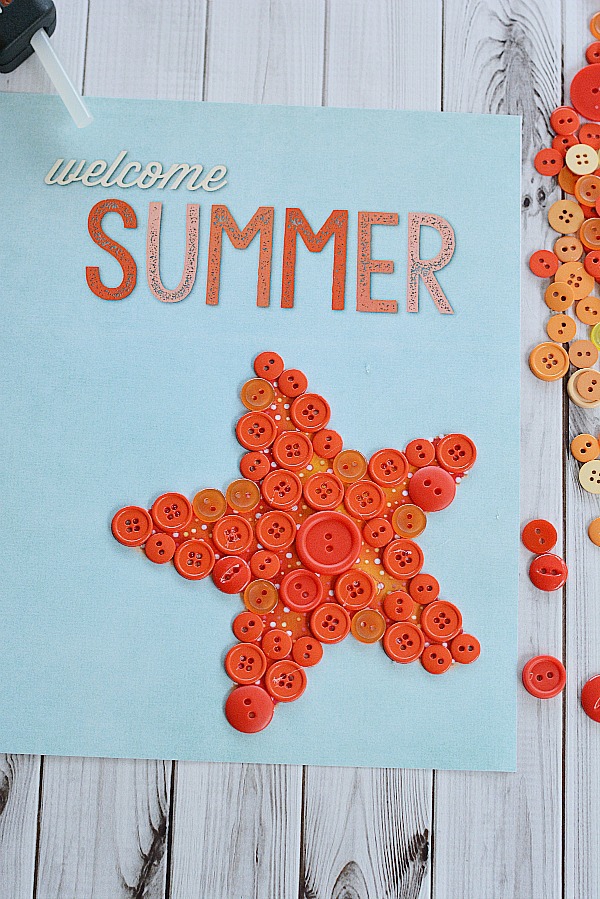 Sommerdeko basteln mit Kindern – 60 frische Ideen zum einfachen Selbermachen seestern sommer knöpfe deko