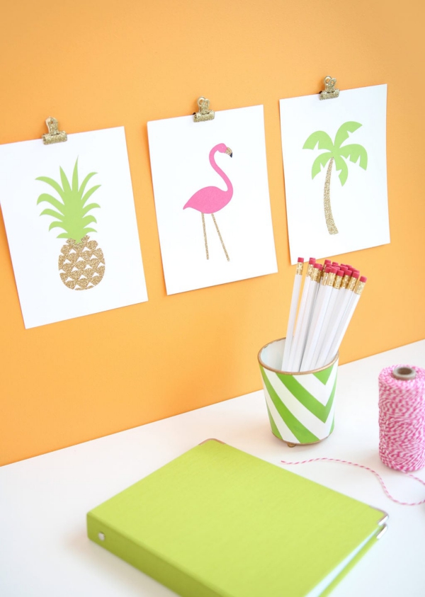 Sommerdeko basteln mit Kindern – 60 frische Ideen zum einfachen Selbermachen wandbilder ausgedruckt leicht lustig