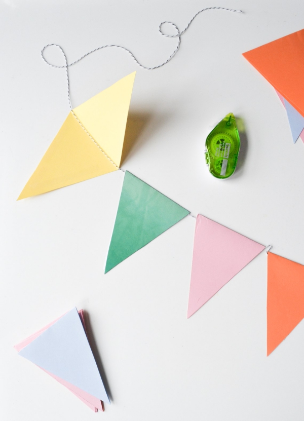 Wimpelkette basteln mit Kindern – Anleitung und Ideen zum Selbermachen papier girlande selber machen