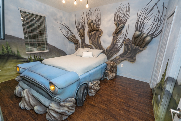 Wizard's Way Ferienhaus mieten und Hogwarts hautnah erleben harry potter schlafzimmer mit auto und baum