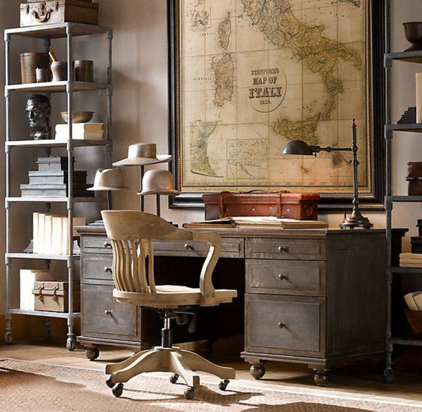 Steampunk Möbel und Einrichtungstipps für den perfekten Vintage Look home office arbeitszimmer vintage retro