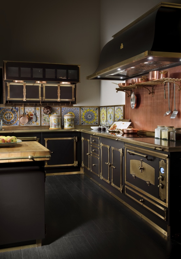 Steampunk Möbel und Einrichtungstipps für den perfekten Vintage Look küche retro schwarz und gold