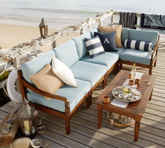 Terrassengestaltung im Strandstil Ideen von Strand und Meer inspiriert Sofa