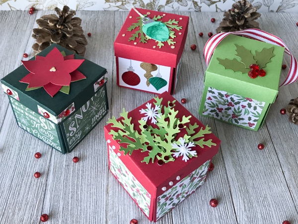 Explosionsbox basteln – Anleitung und Ideen für jeden Anlass weihnachten box verschiedene designs