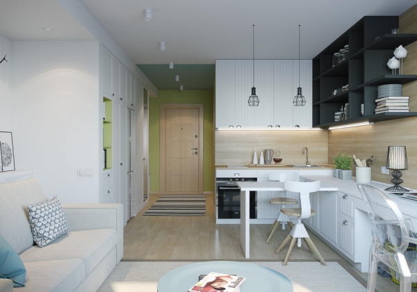 Mikro 20 qm Wohnung einrichten und sich trotz Größe wohl fühlen bunte kleine wohnung küche wohnzimmer