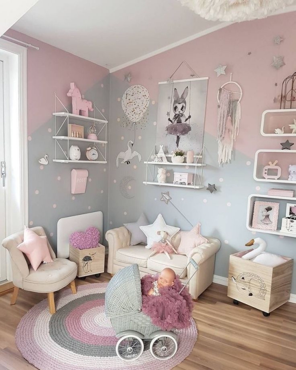 Mädchenzimmer Deko Ideen und Tipps für junge Eltern babyzimmer kind rosa grau