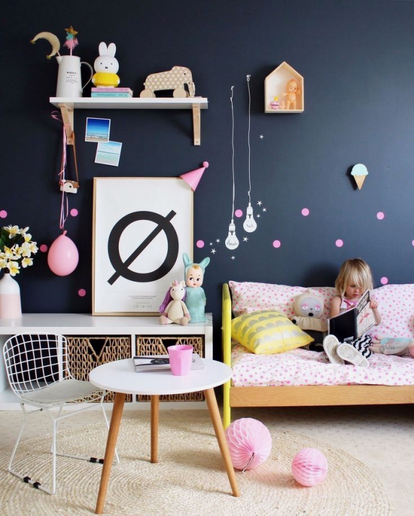 Mädchenzimmer Deko Ideen und Tipps für junge Eltern dunkle wände mädchen rosa deko