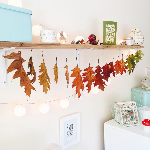 Herbstblätter basteln mit Kindern – Ideen und Anleitungen girlande regenbogen farben