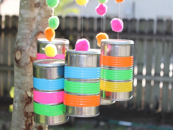 Windspiel basteln für mehr Feng Shui Wellness im Alltag konserven bund pompoms