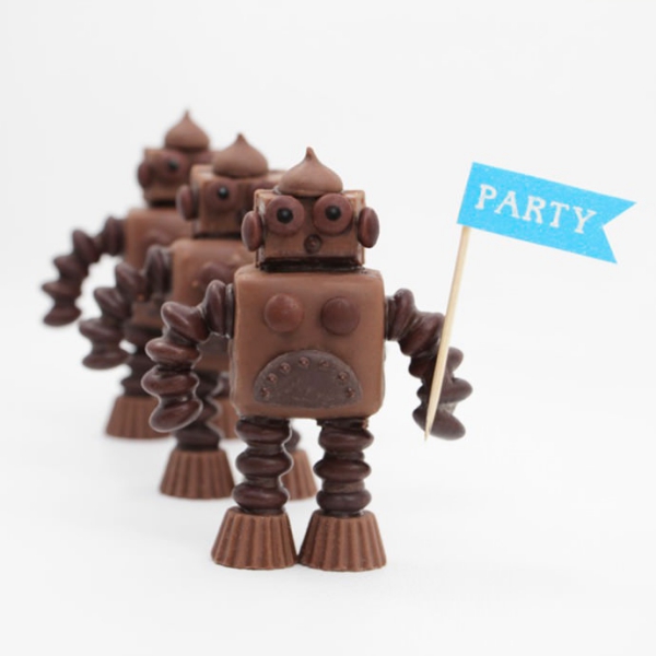 Basteln mit Süßigkeiten zu Halloween – 30 Ideen und 3 Anleitungen schoko roboter süßes