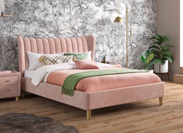 Das Polsterbett, seine Vor- und Nachteile fürs moderne Schlafzimmer rosa samtig weich feminin