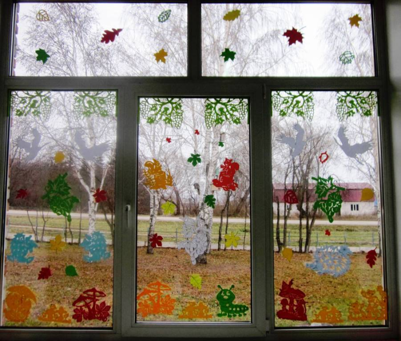 Dekorieren Tipps Herbst Fensterbilder