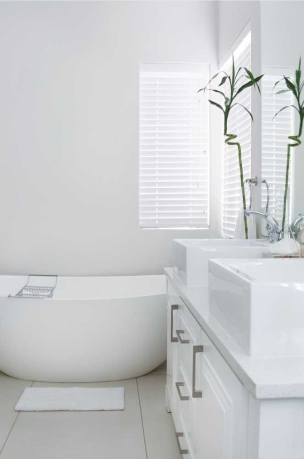 Glücksbambus Badezimmer Ideen in Weiß