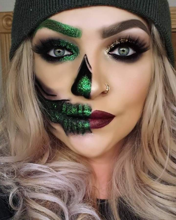 Grüne Ideen fürs Gesicht - Hexe schminken