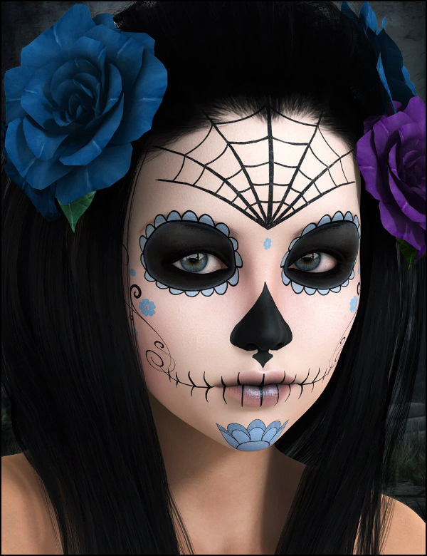 Halloween Make Up - Kombination aus Schwarz und Blau