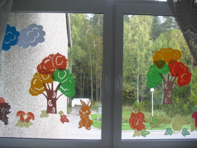 Herbst Fensterbilder DIY Deko Herbst