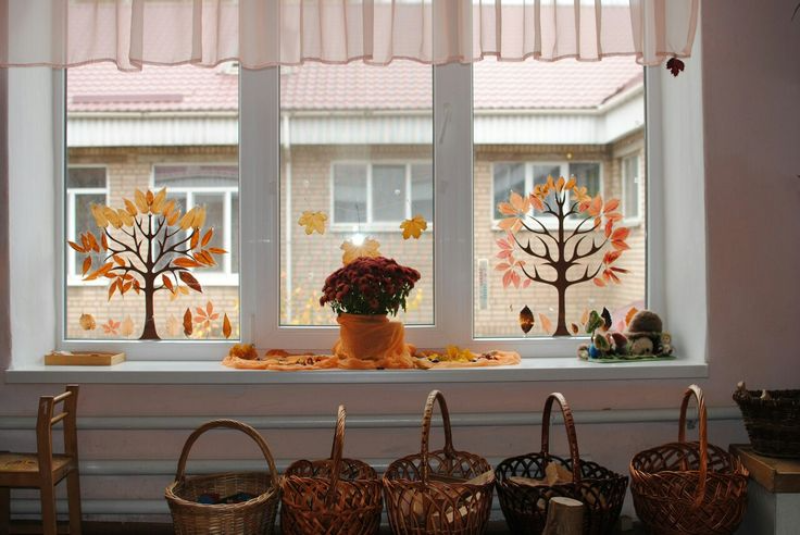 Herbst Fensterbilder - Fensterbank Ideen Fensterdeko