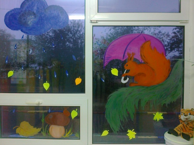 Herbst Fensterbilder - Kinderfreundliche Fensterdeko