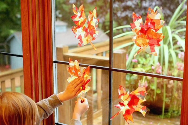 Ideen Fenster DIY Herbst Fensterbilder