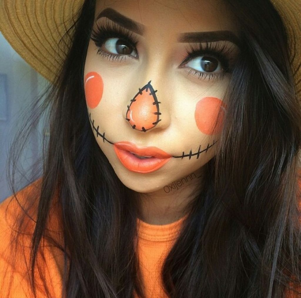 Orangene Ideen für Make Up im Gesicht - Halloween Make Up