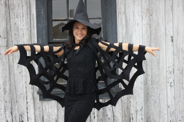 Spinnennetz basteln zu Halloween – 50 Ideen und 2 Anleitungen poncho no sew diy cool