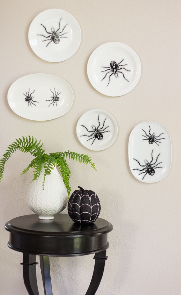 Spinnennetz basteln zu Halloween – 50 Ideen und 2 Anleitungen spinnen wand deko grusel