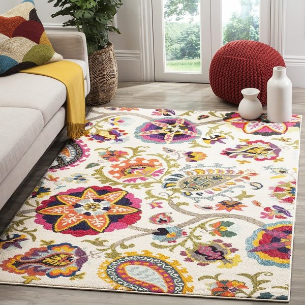 bunter teppich wohnzimmer teppich florale muster