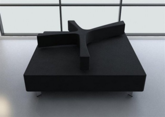 extravagante Sofas ausgefallenes Modell viereckiges minimalistisches Sofa in Schwarz Platz für vier Personen