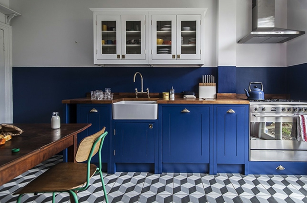 küche streichen farbideen blaue akzente kücheneinrichtung wandfarbe küche