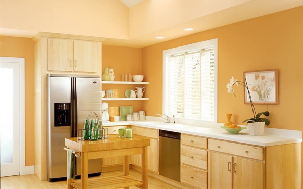 küche streichen farbideen warme farben gemüctliche kücheneinrichtung