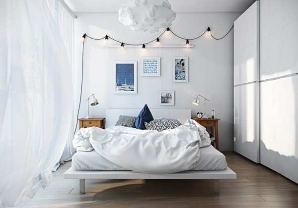 schlafzimmer gemütlich gestalten geräumiges schöafzimmer weißer kleiderschrank