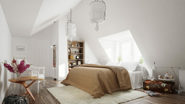 schlafzimmer gemütlich gestalten modern frisch dachschräge zimmer