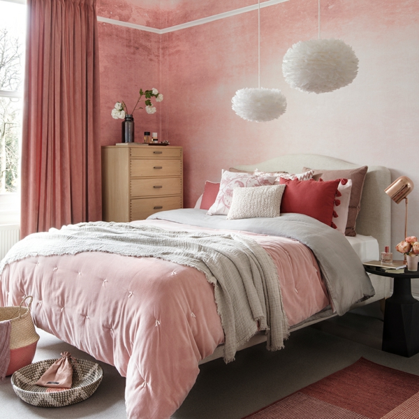 schlafzimmer gemütlich gestalten pastellfarben kombinieren