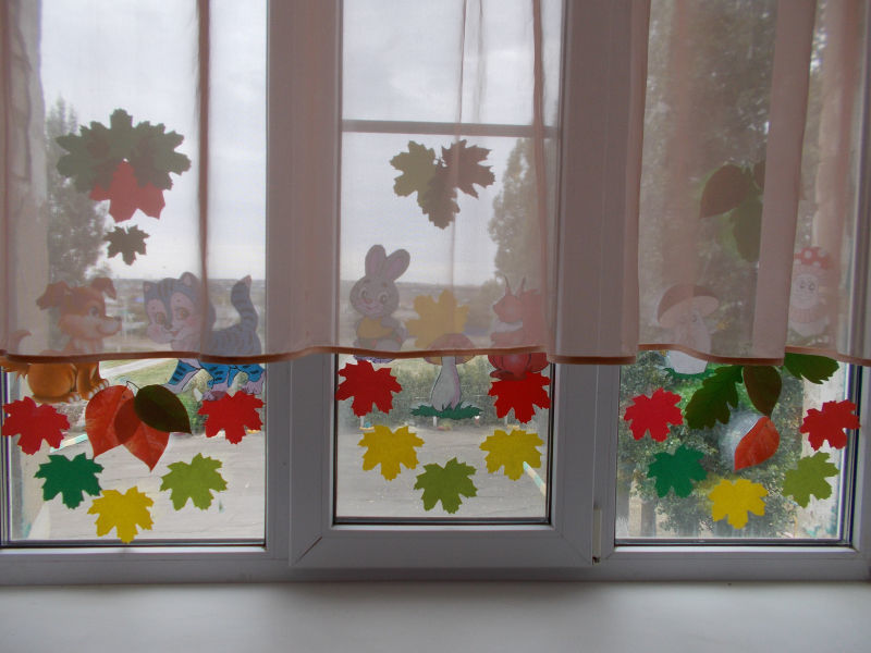 tolle Blätter Ideen - Herbst Fensterbilder