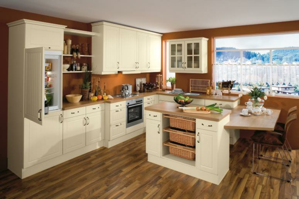weiße küche welche wandfarbe braune wände funktionale kücheninsel