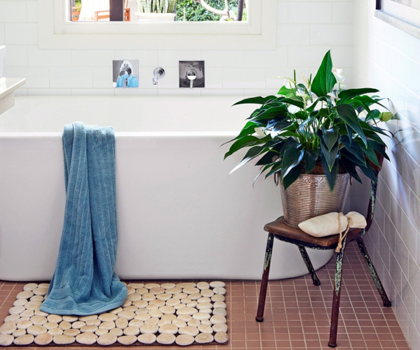 zimmer dekorieren ideen badezimmer dekoideen pflanzen weiße badezimmerfliesen