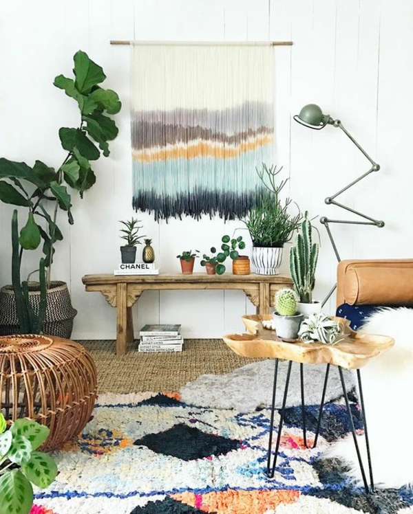 zimmer dekorieren ideen wohnzimmer dekoideen farbige teppiche pflanzen