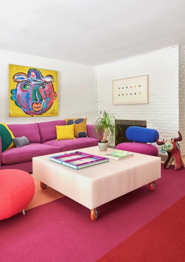 Rosa Sofa moderne Wohnzimmergestaltung