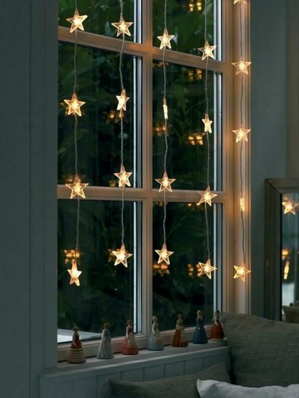 außergewöhnliche weihnachtsdeko selber machen fenster dekorieren lichterketten