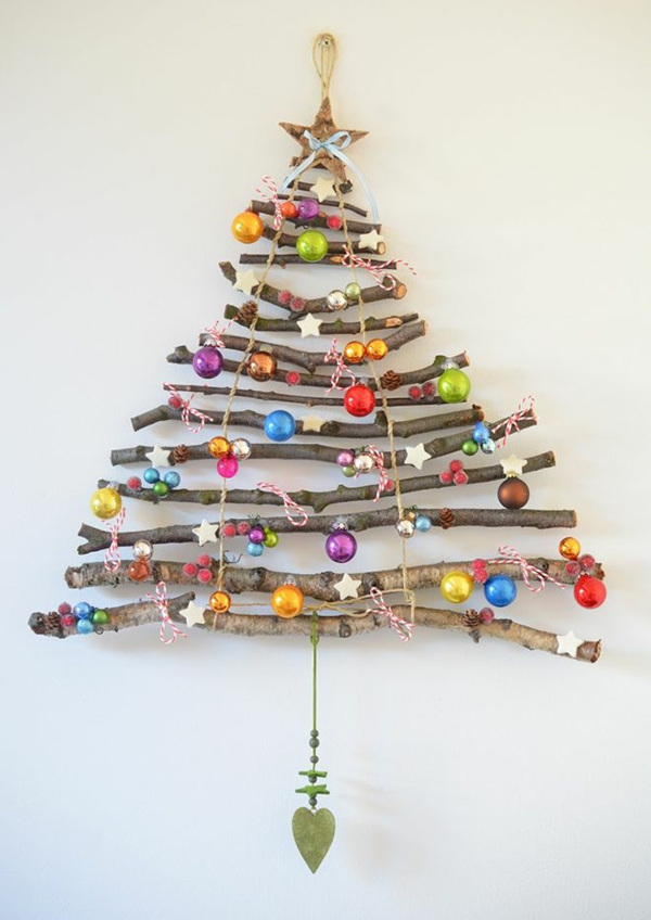 außergewöhnliche weihnachtsdeko selber machen rustikale deko weihnachtsbaum äste