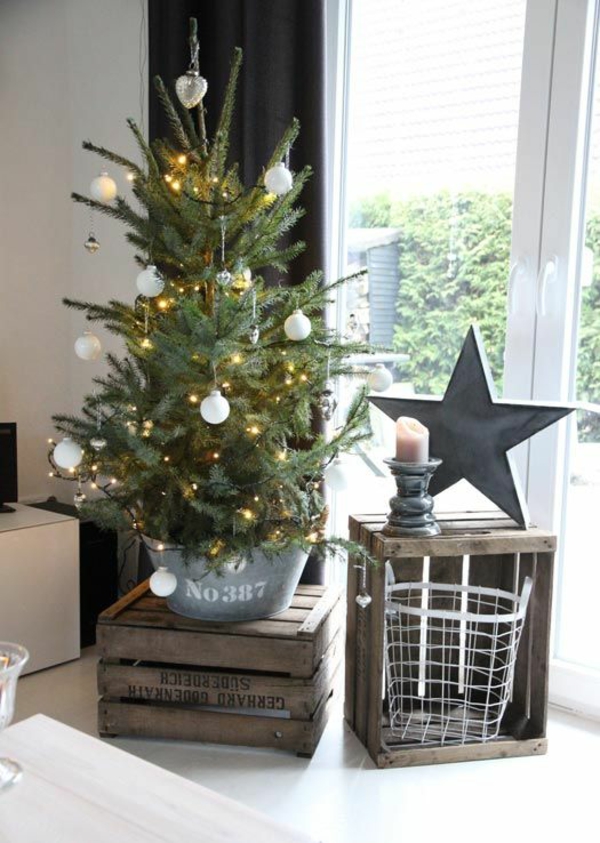 kleiner tannenbaum rustikale weihnachtsdeko ideen zimmer dekorieren