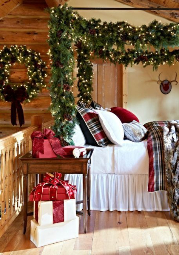 schlafzimmer gemütlich gestalten festliche dekoideen weihnachten