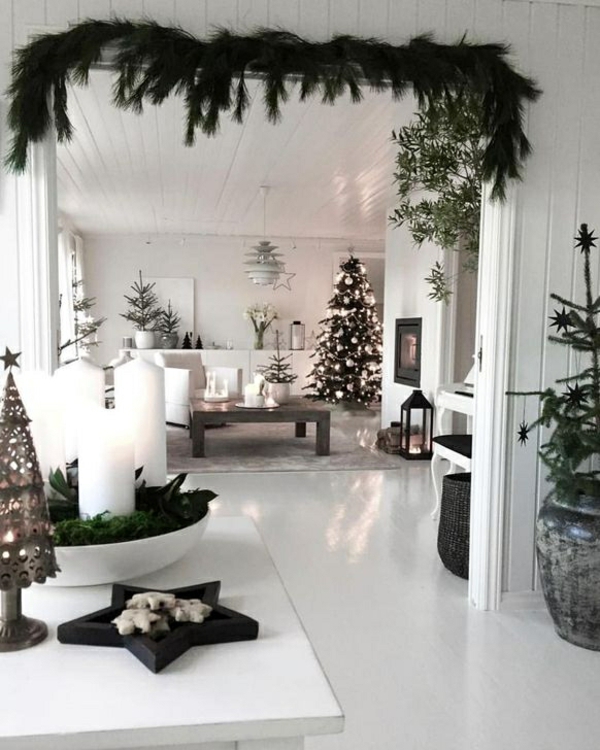 skandinavische weihnachtsdeko schöne dekoideen weihanchten viel grün