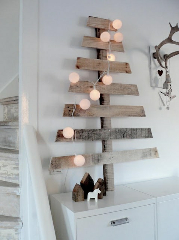 skandinavische weihnachtsdeko tannenbaum holz selber machen