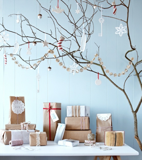 skandinavische weihnachtsdeko zweige dekorieren rustikale dekoideen