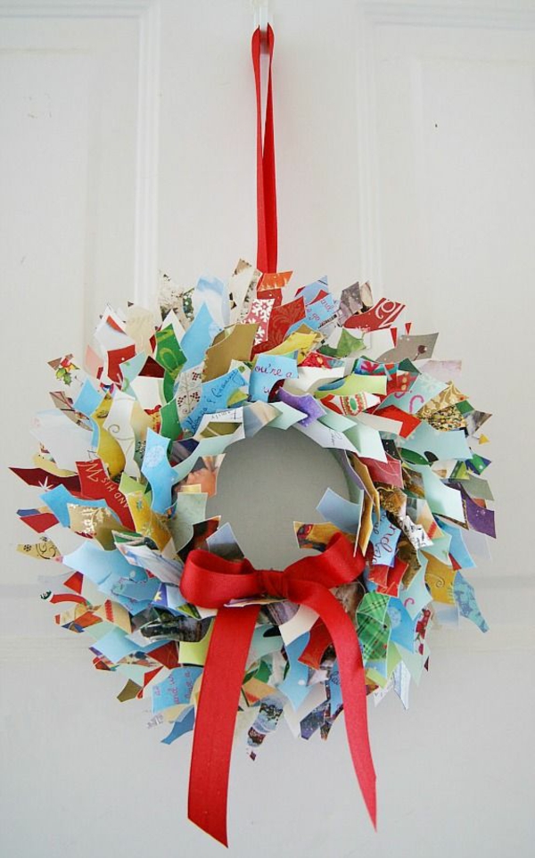 weihnachtskranz basteln papier kreative bastelideen weihnachten