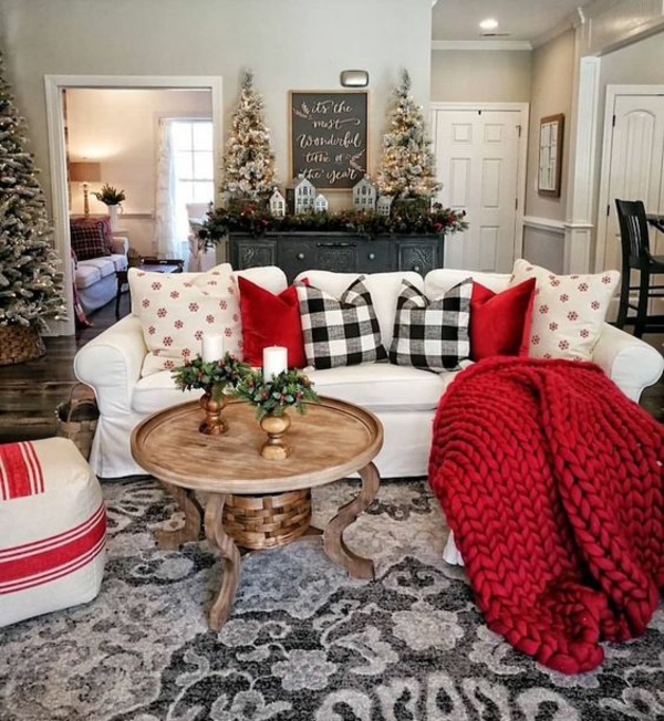 wohnzimmer einrichten ideen festliche stimmung weihnachten frische farben