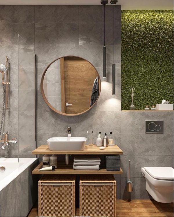 Badezimmer Ideen Kombination aus vielen Naturmaterialien